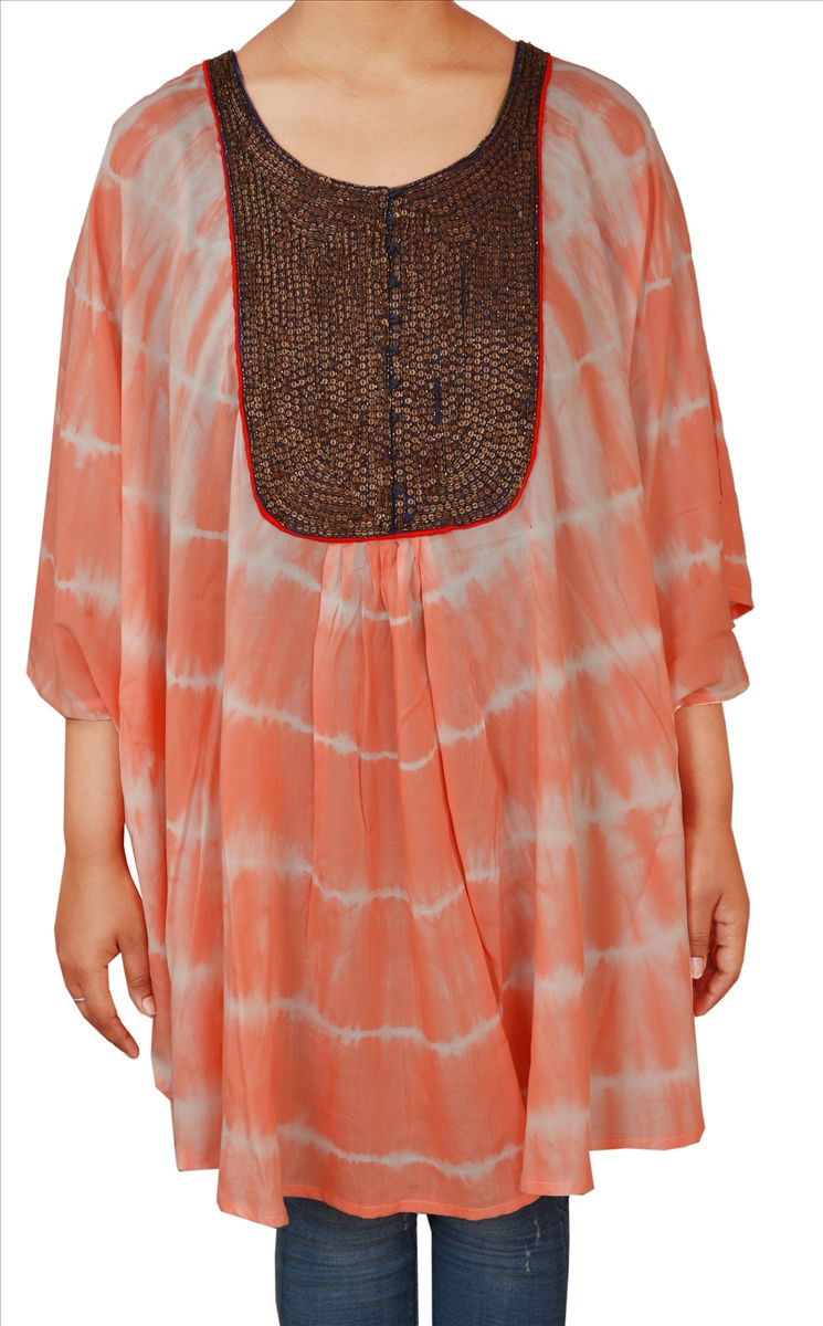 Tie N Dye Sequins Patch Short Kaftan (Free Size)