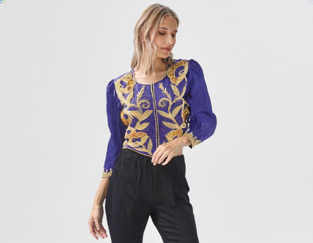 Pure Satin Silk Zari Short Top Party Wear