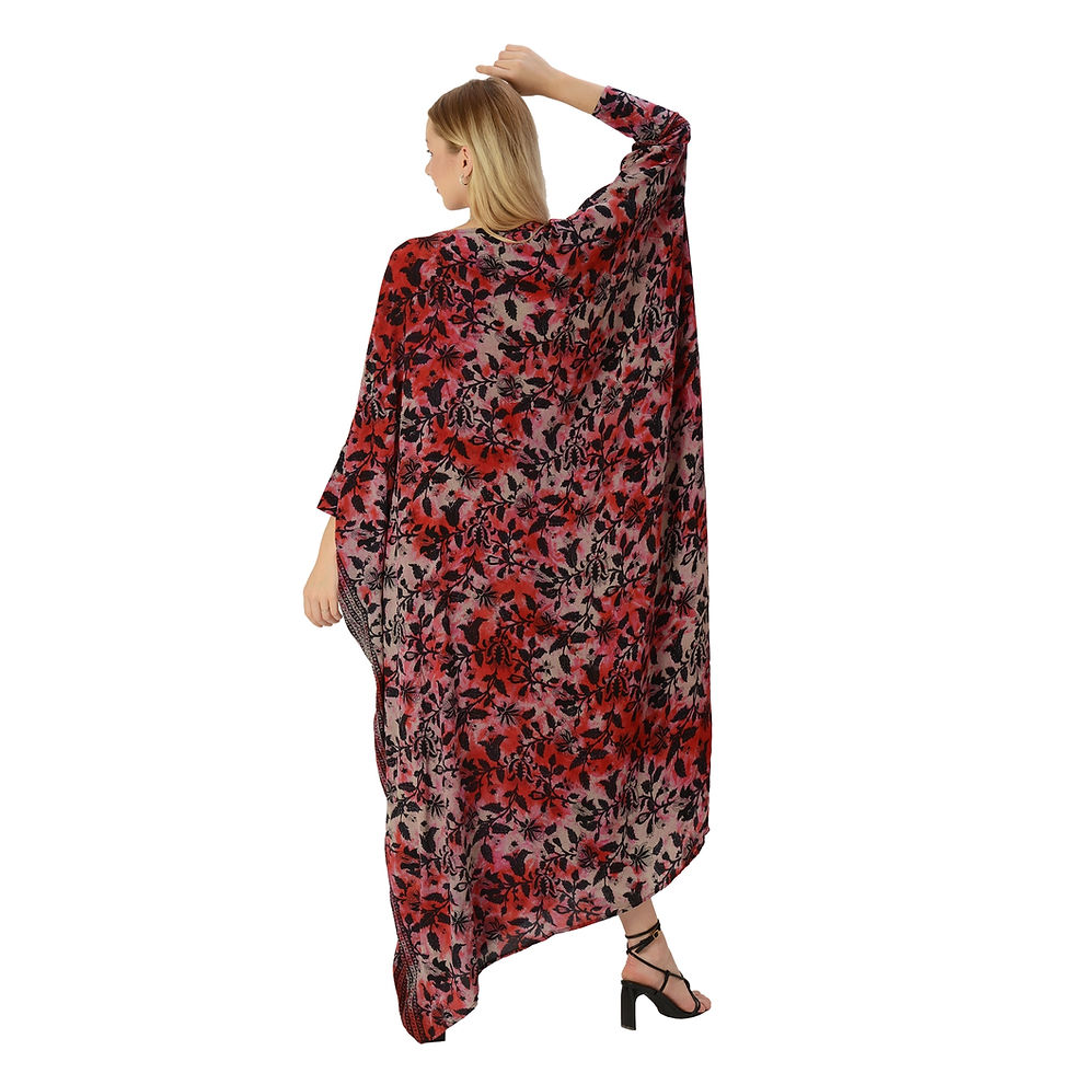 Thumbnail: Pure Crepe Silk Long Kaftan Free Size (Free Size)