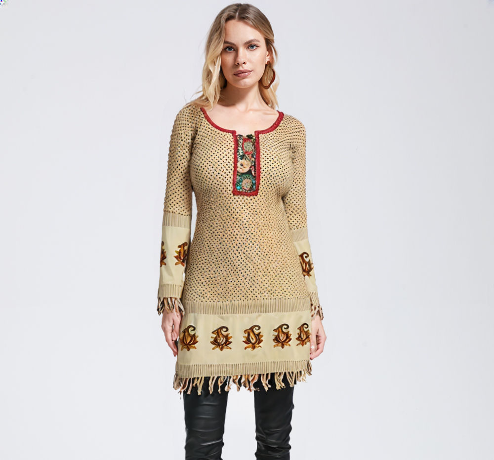 Woolen Hand Embroidered Kashmiri Long Kurta (Large)