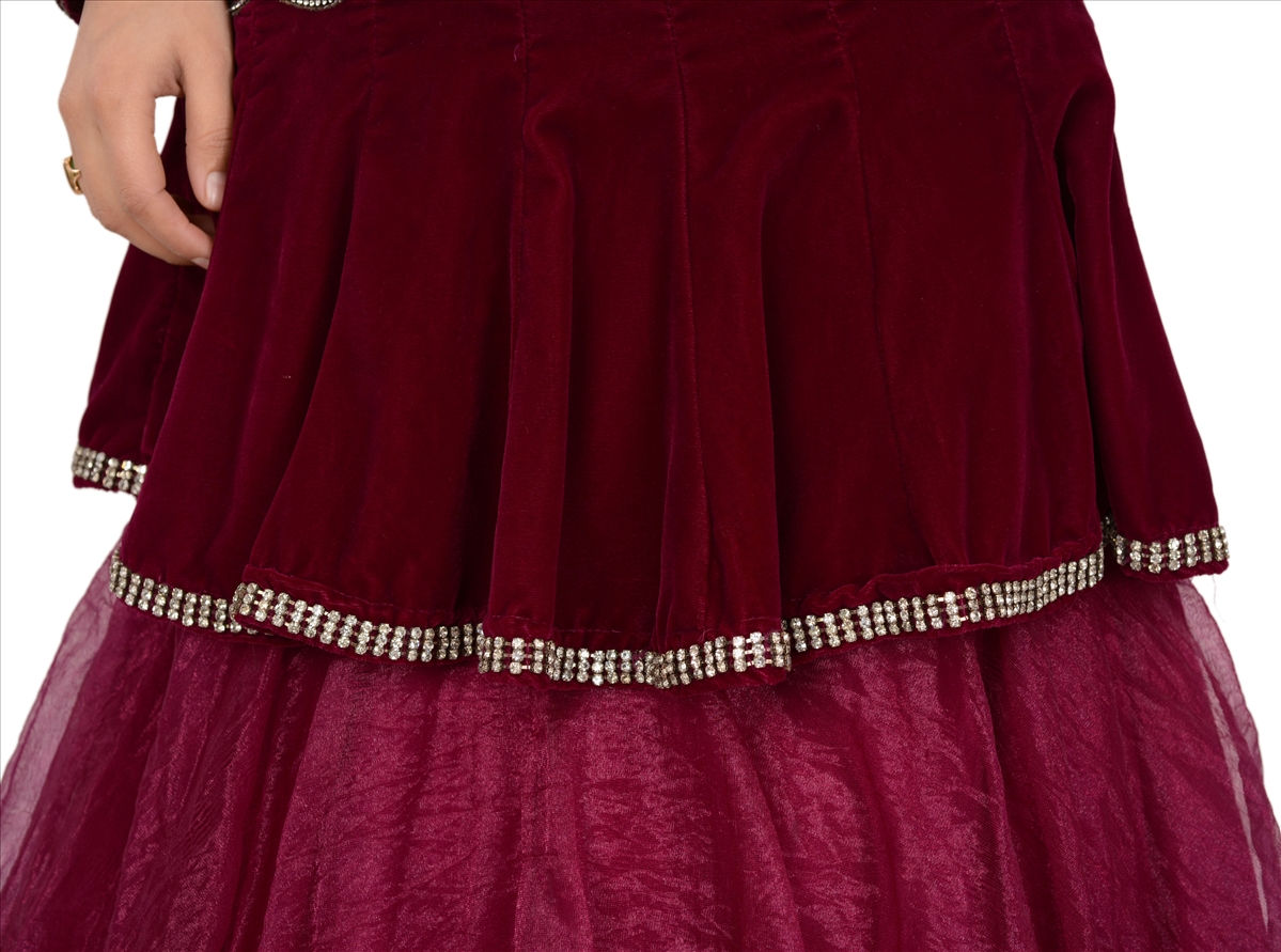 Bollywood Style Net Mesh Beaded Long Party Wear Dress