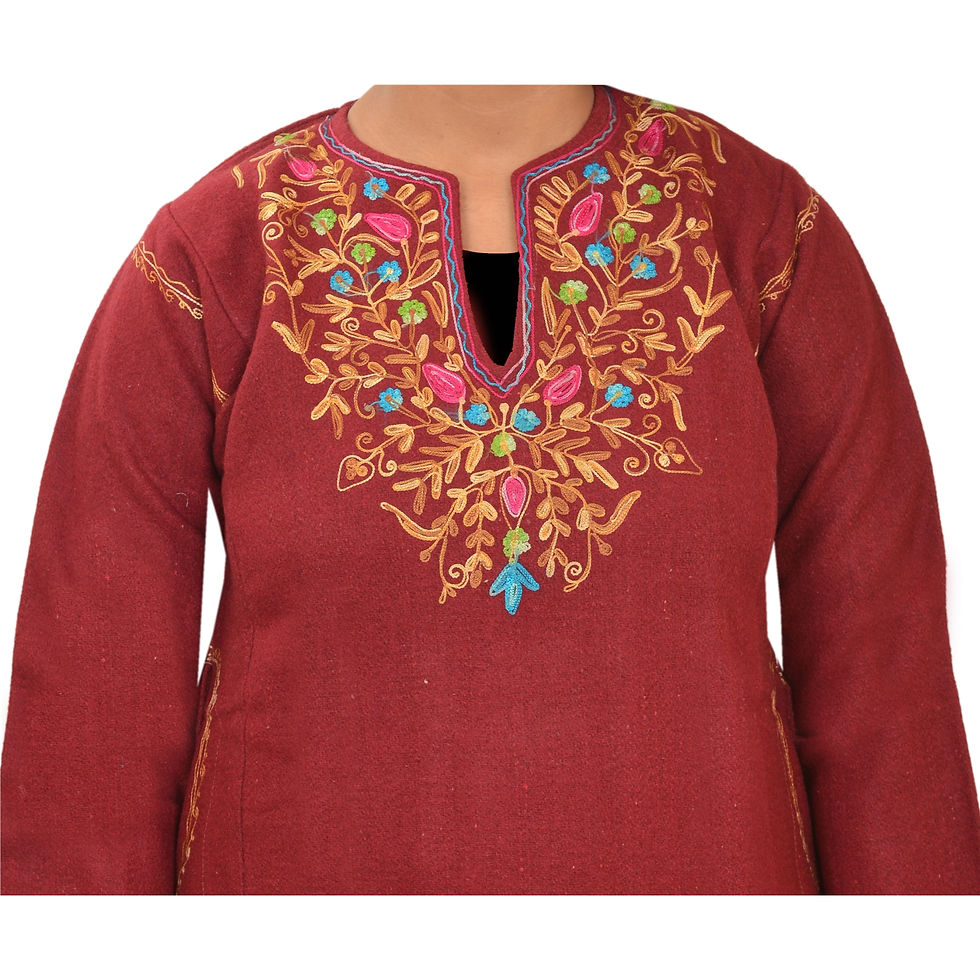 Thumbnail: Woolen Hand Embroidered Short Kurta Top