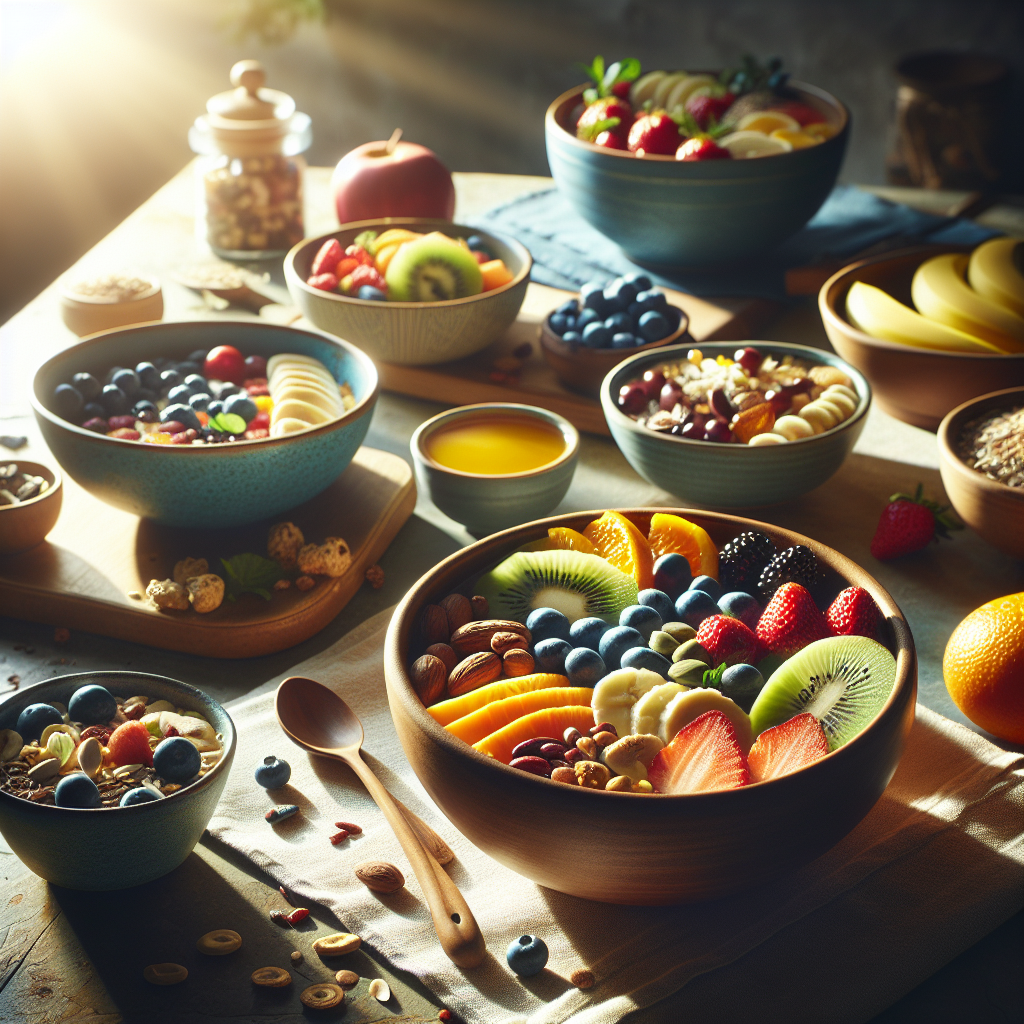 assorted healthy toppings for breakfast bowl