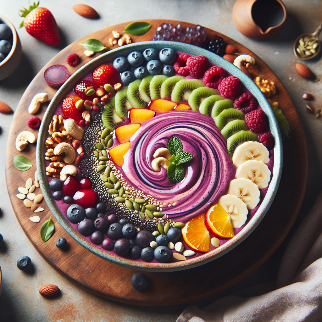 Image of a floral-adorned smoothie bowl