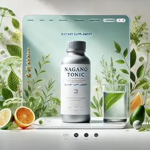 Nagano Tonic dietary supplement bottle with natural ingredients.