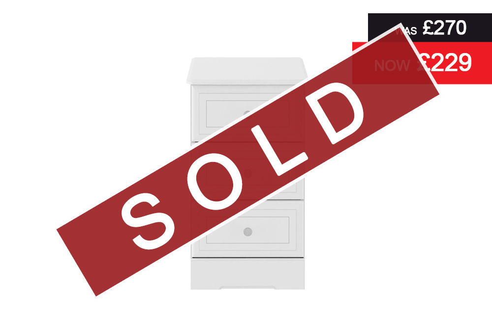 Nicole 3 Drawer Narrow Chest - White