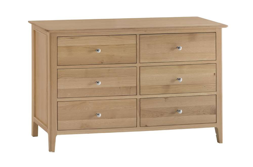 Natural Oak Jumbo 6 Drawer Wide Chest