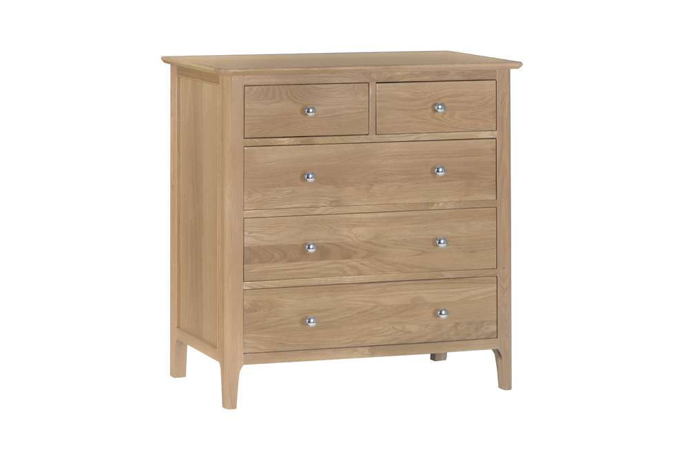 Natural Oak 2 Over 3 Drawer Chest