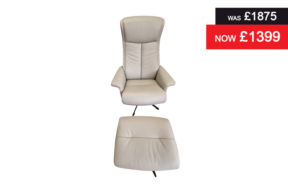 G Plan Lukas Chair and Footstool in Cambridge Grey