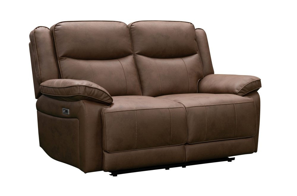 Ashfield 2 Seater Manual Recliner Sofa - Chestnut Leather Look Fabric