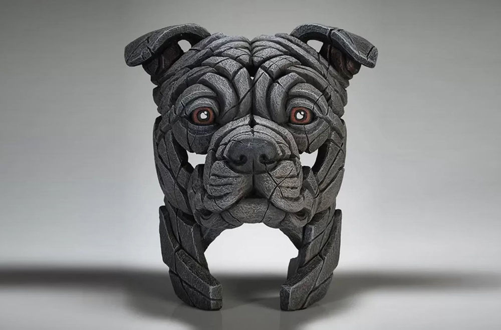 Edge Sculpture Staffordshire Bull Terrier (Blue) Bust