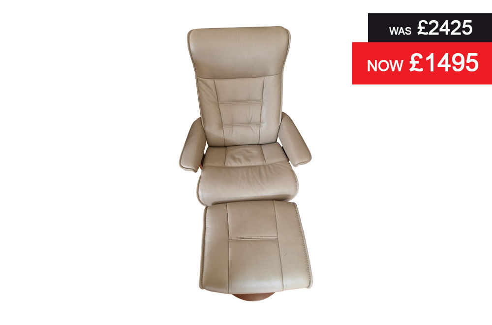 Chelsea Large Recliner Chair & Stool in Fabric