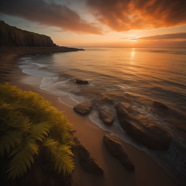 Tropical beach at sunset