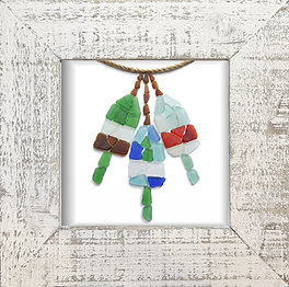 F66 - 824 Framed Sea glass Roped Buoy Print