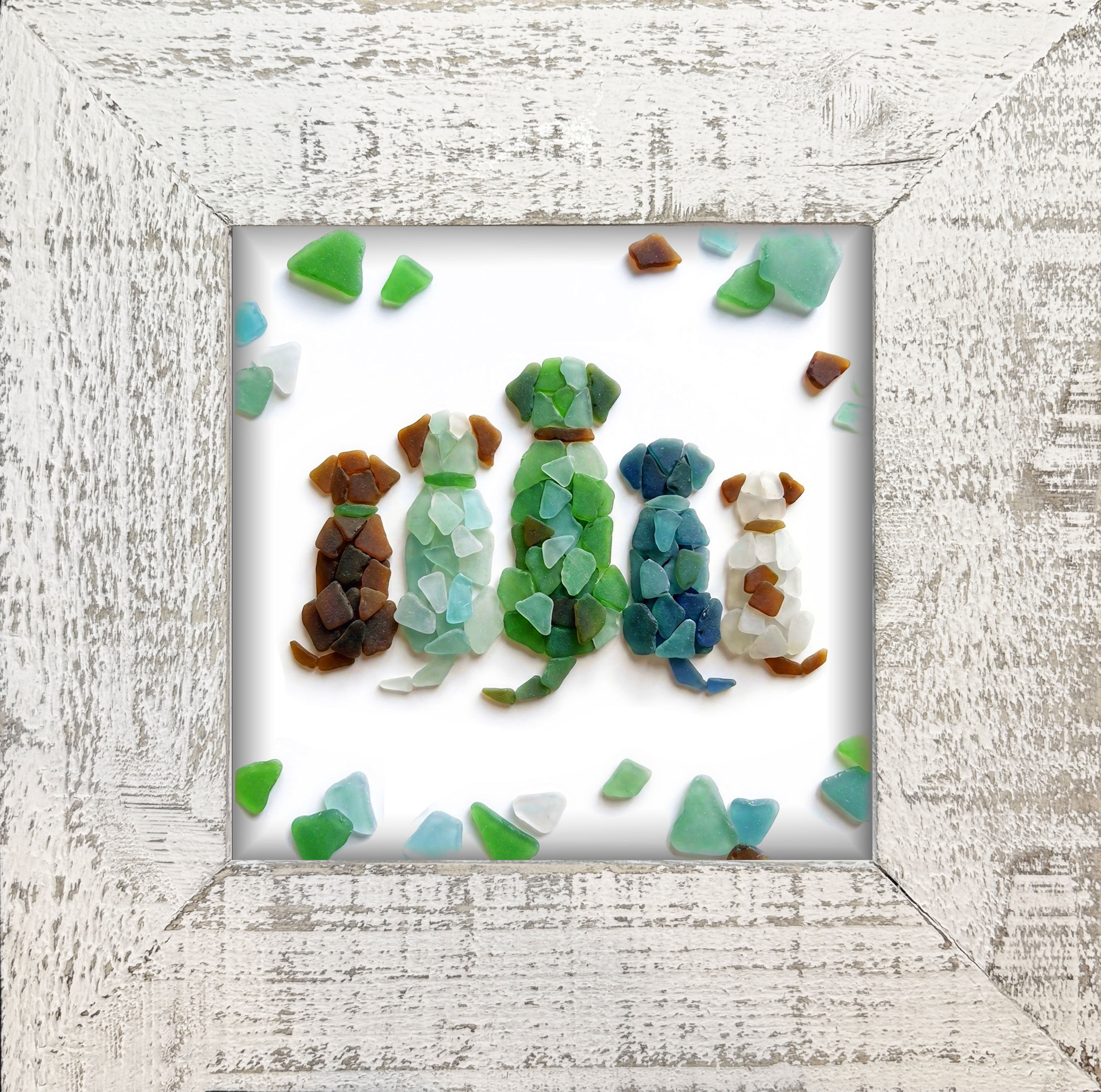 F66 - 845 Framed Sea glass Pups Print