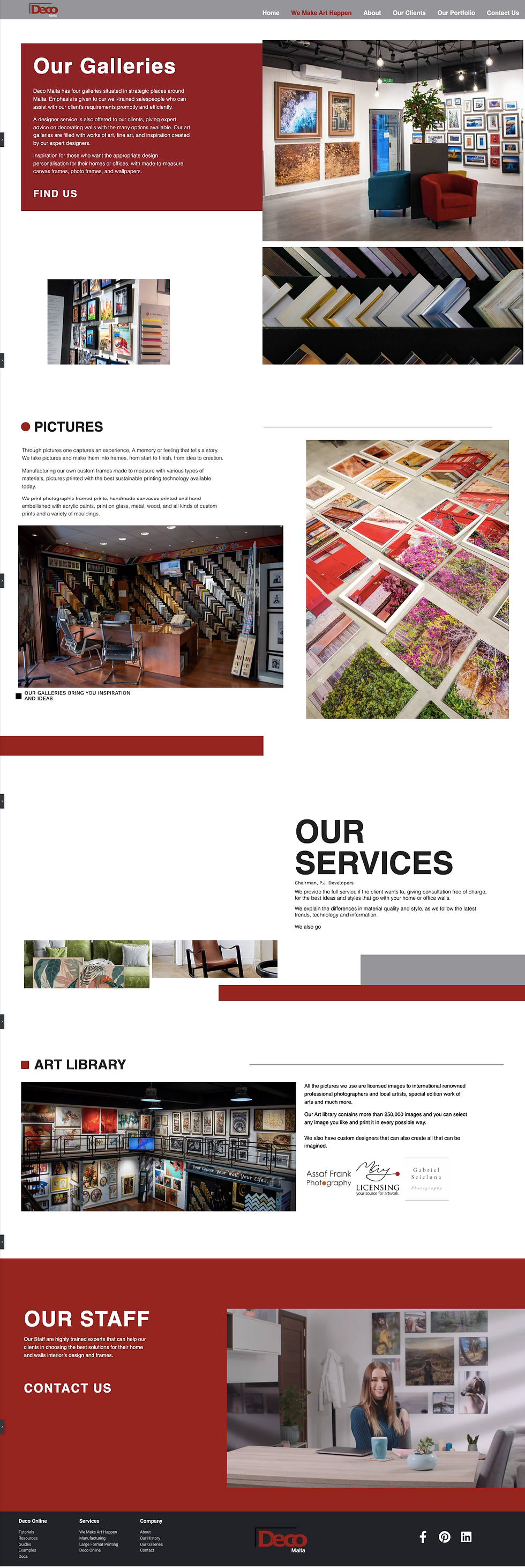 A website preview for local corporation specialising in deco and design