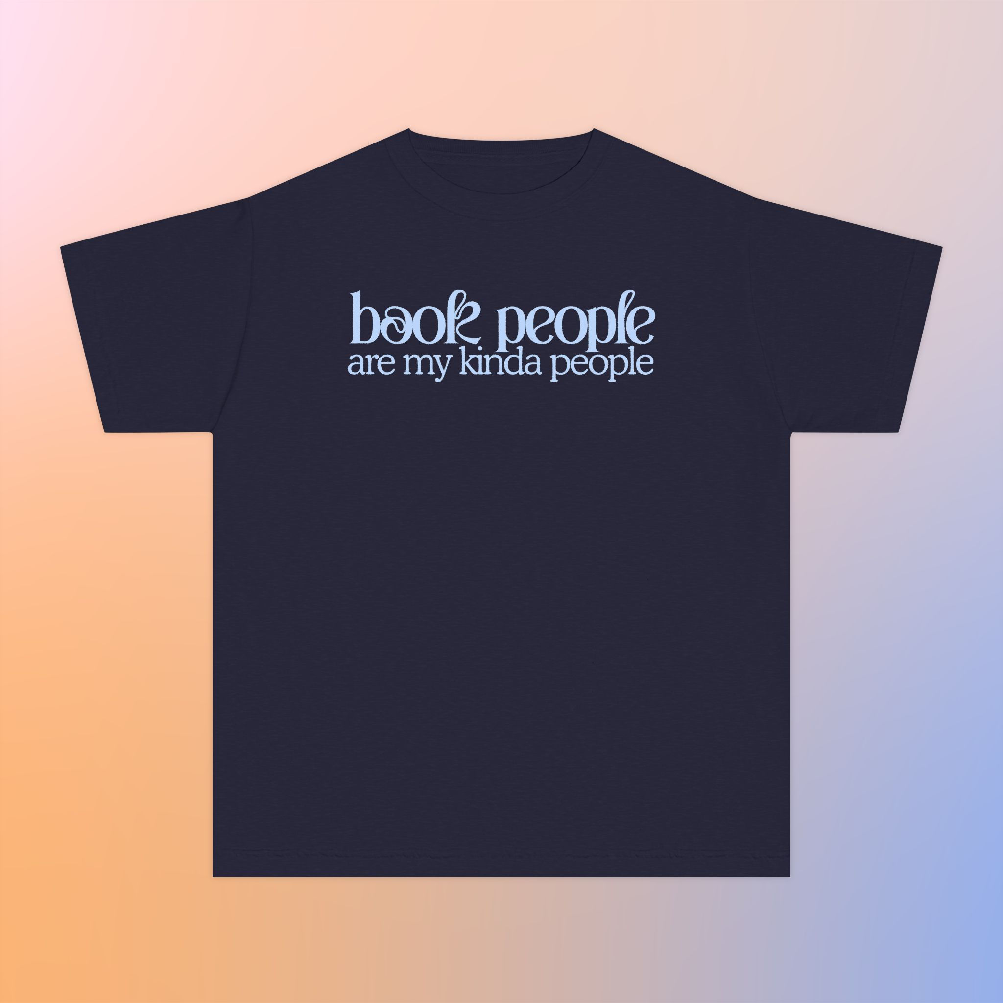 Youth Tee — "Books People Are My Kind of People" Stacked Books Graphic