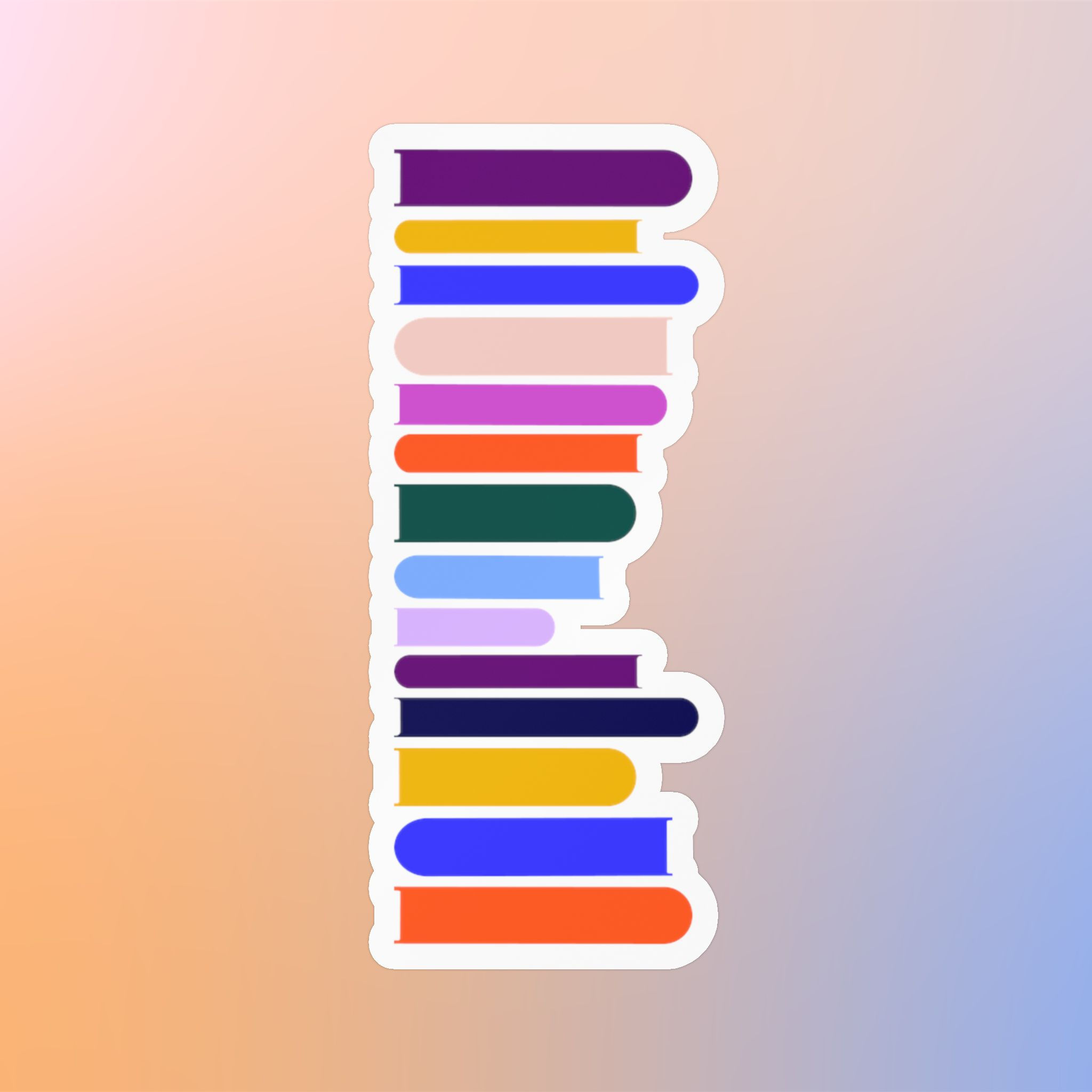 Marginalia Book Stack Sticker - Colorful Stacked Books Kiss-Cut Vinyl Sticker