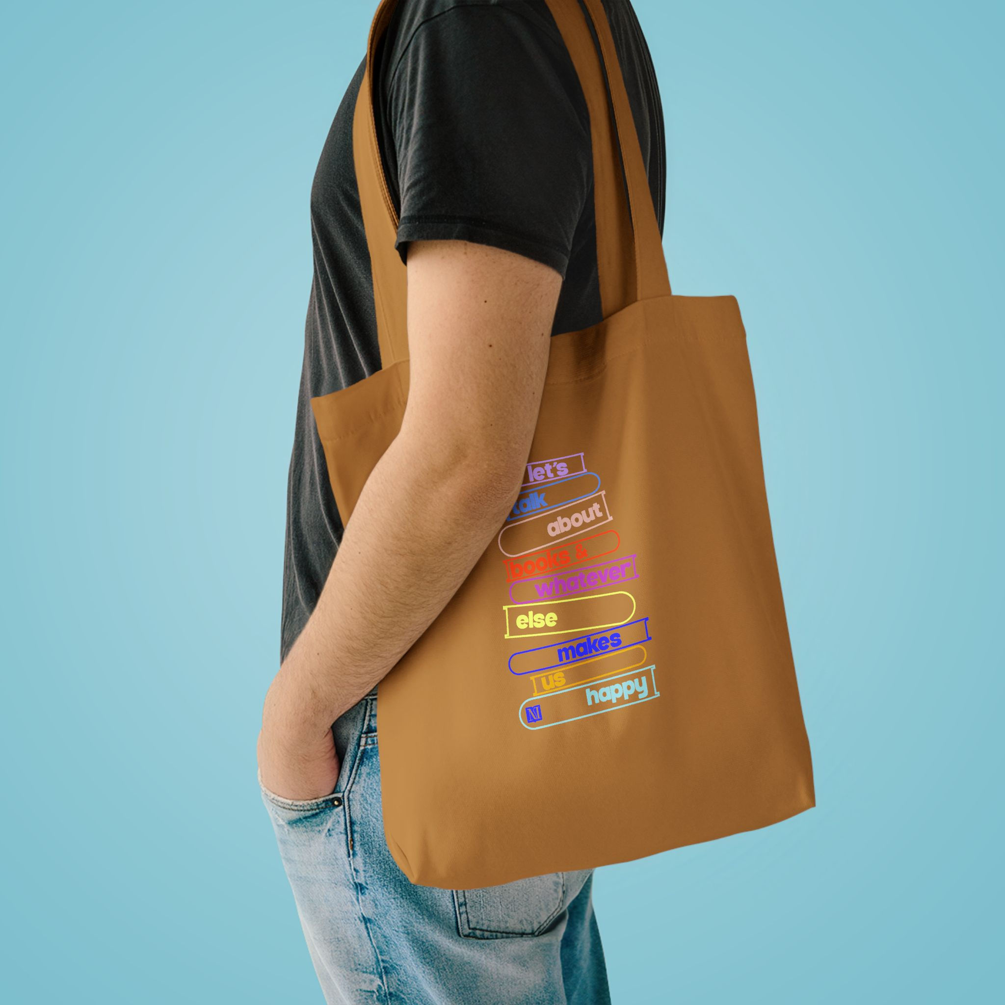 Marginalia Colorful 'Let's Talk About Books' Canvas Tote Bag
