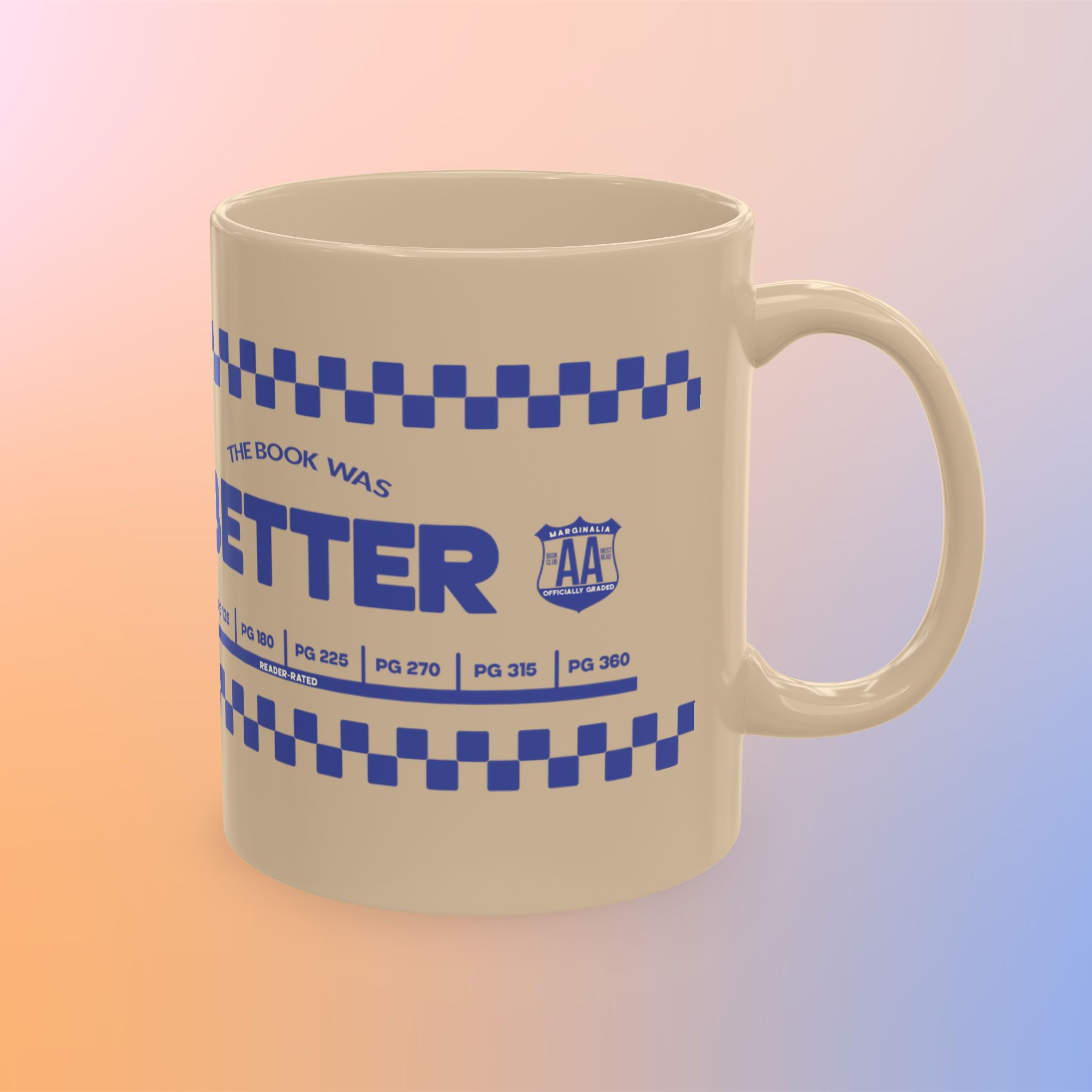 Marginalia "The Book was Better" Ceramic Mug, Retro Blue Butter Coffee Cup