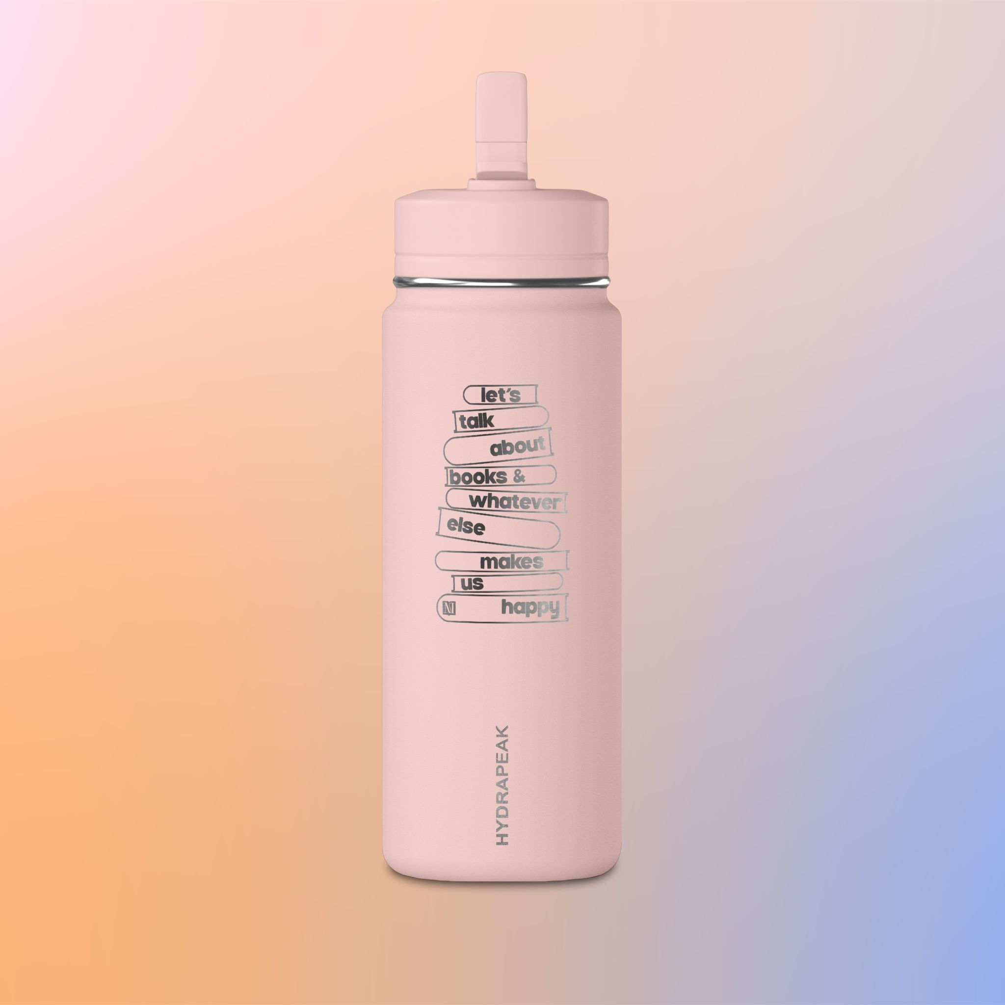 Marginalia Pink 20oz Mini Water Bottle — "Let's Talk About Books"