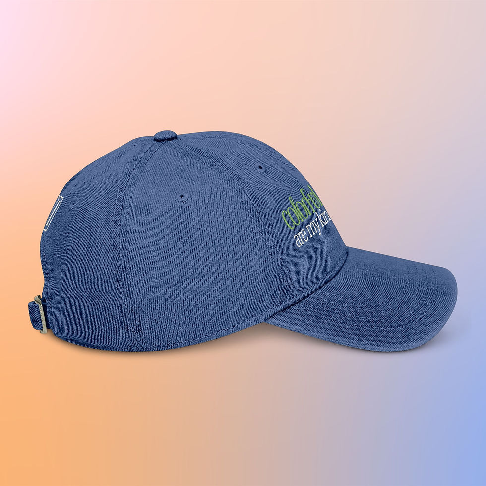 Thumbnail: Marginalia Embroidered Denim Hat "colorful people are my kinda people" Dad Cap