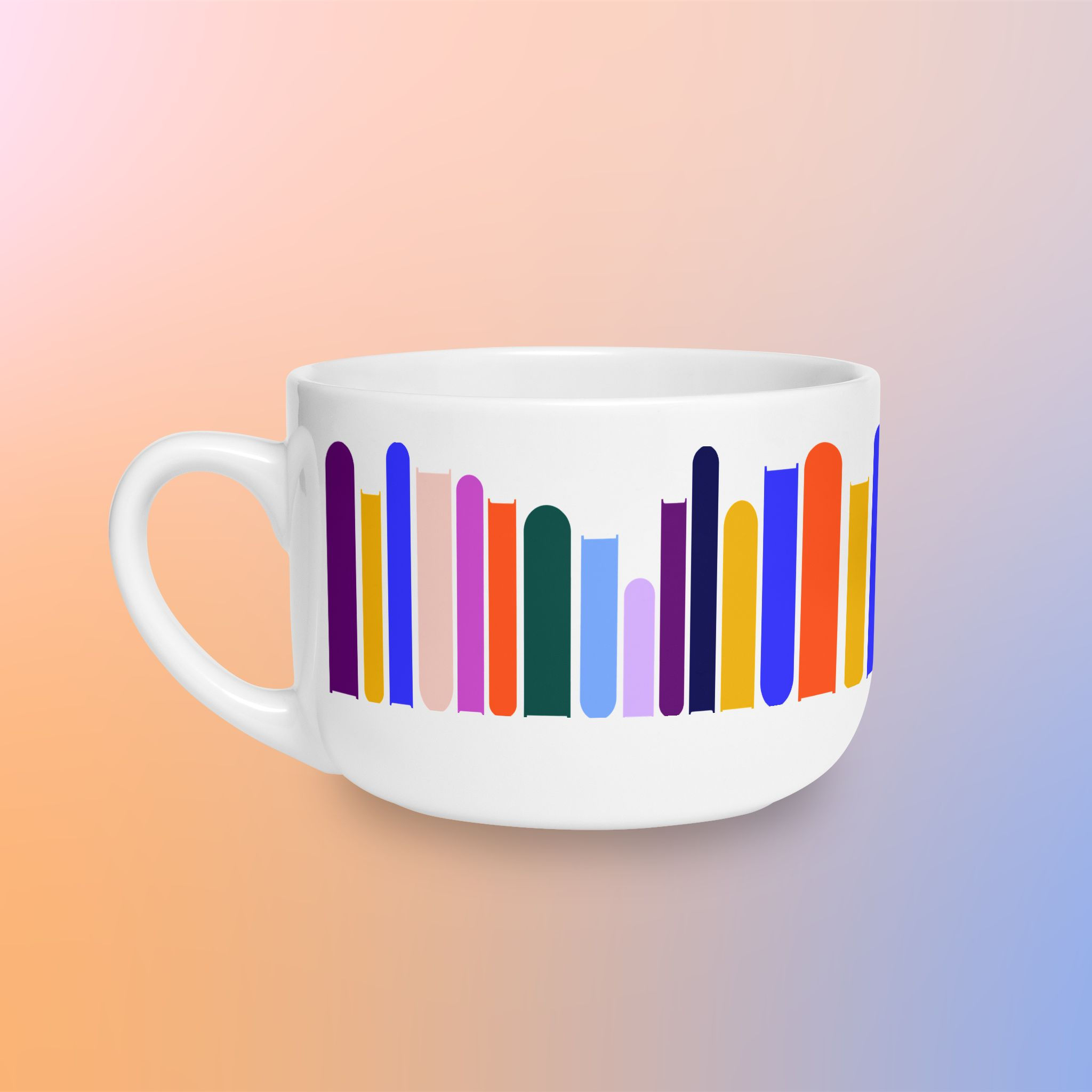 25oz Ceramic Latte Mug — Marginalia Colorful Books Design