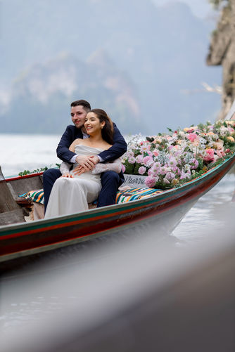 Intimate elopement ceremony on a private boat