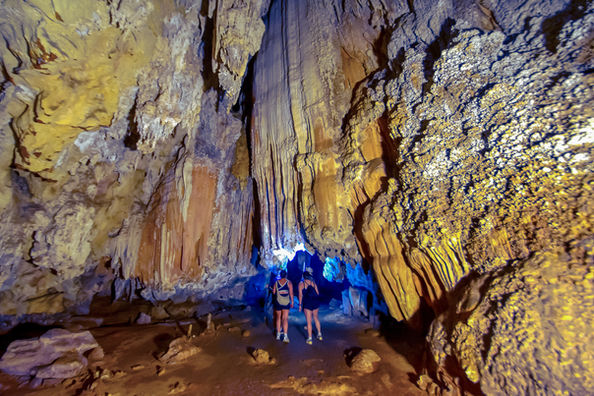 Guests exploring Coral Cave near Panvaree Resort in Khao Sok National Park