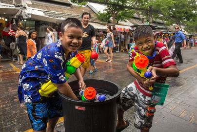 Tourists dancing at Khao San Songkran festival Bangkok