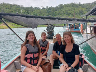 Guests beginning a longtail boat journey on Cheow Lan Lake