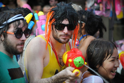 Songkran Bangkok Khao San Road DJ party atmosphere