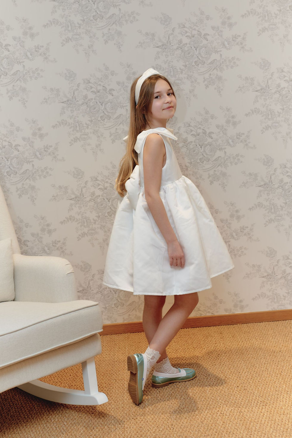 Miniatura: Dress Satin Ivory Bows