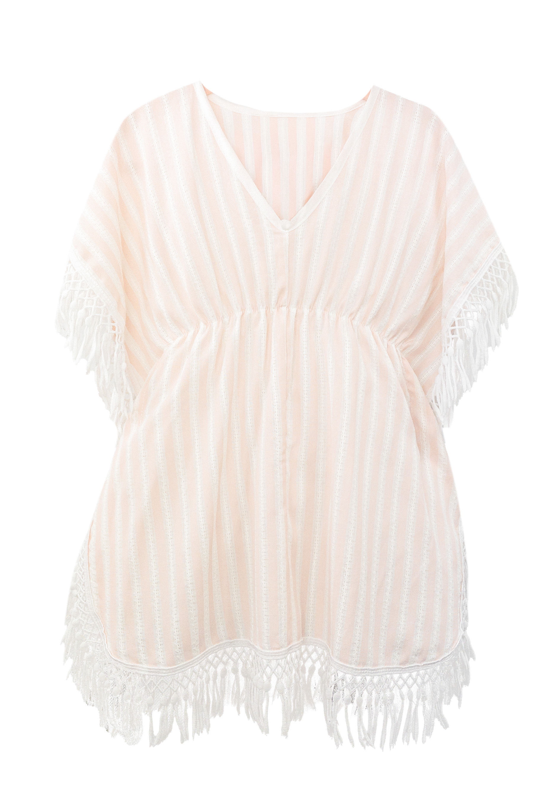 Kimono Poncho Boho Nude Fringes