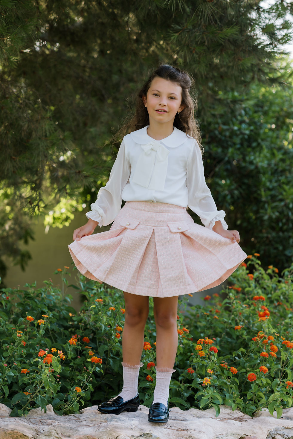 Miniatura: Skirt Tweed Plisse Pink