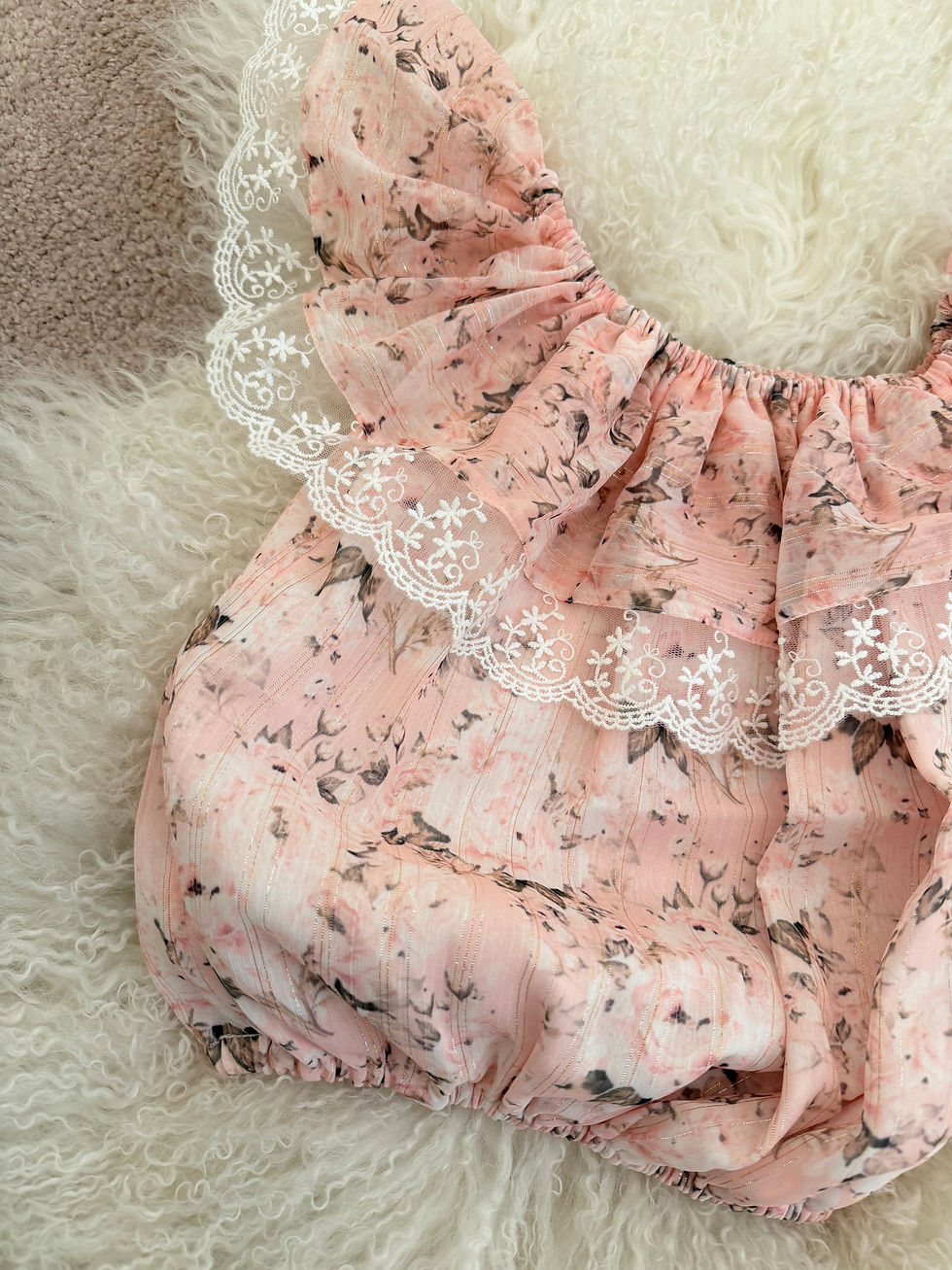 Thumbnail: Boho Crop Top Floral Peach