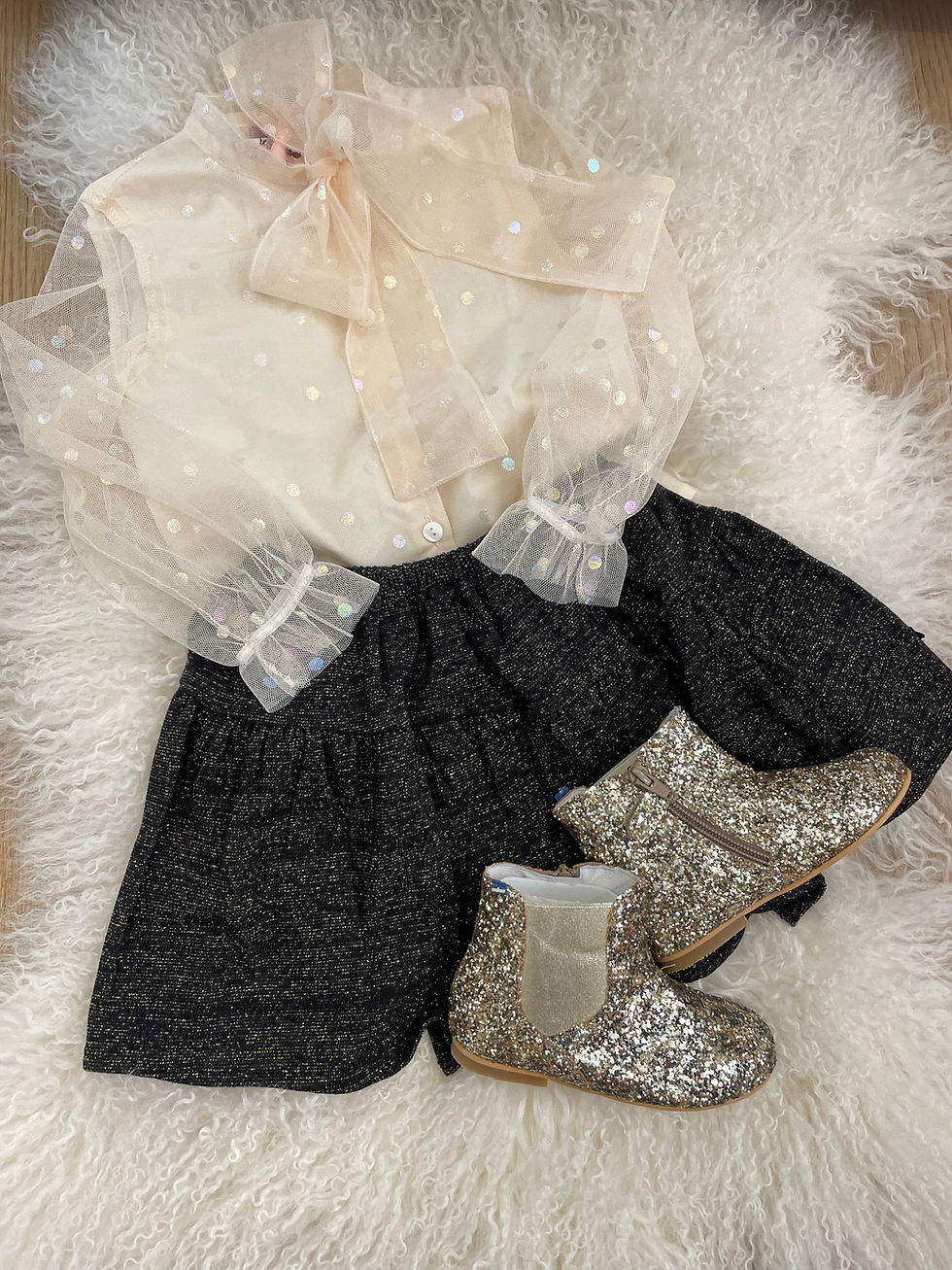 Thumbnail: Tocoto Mini  Lurex Gold Skirt