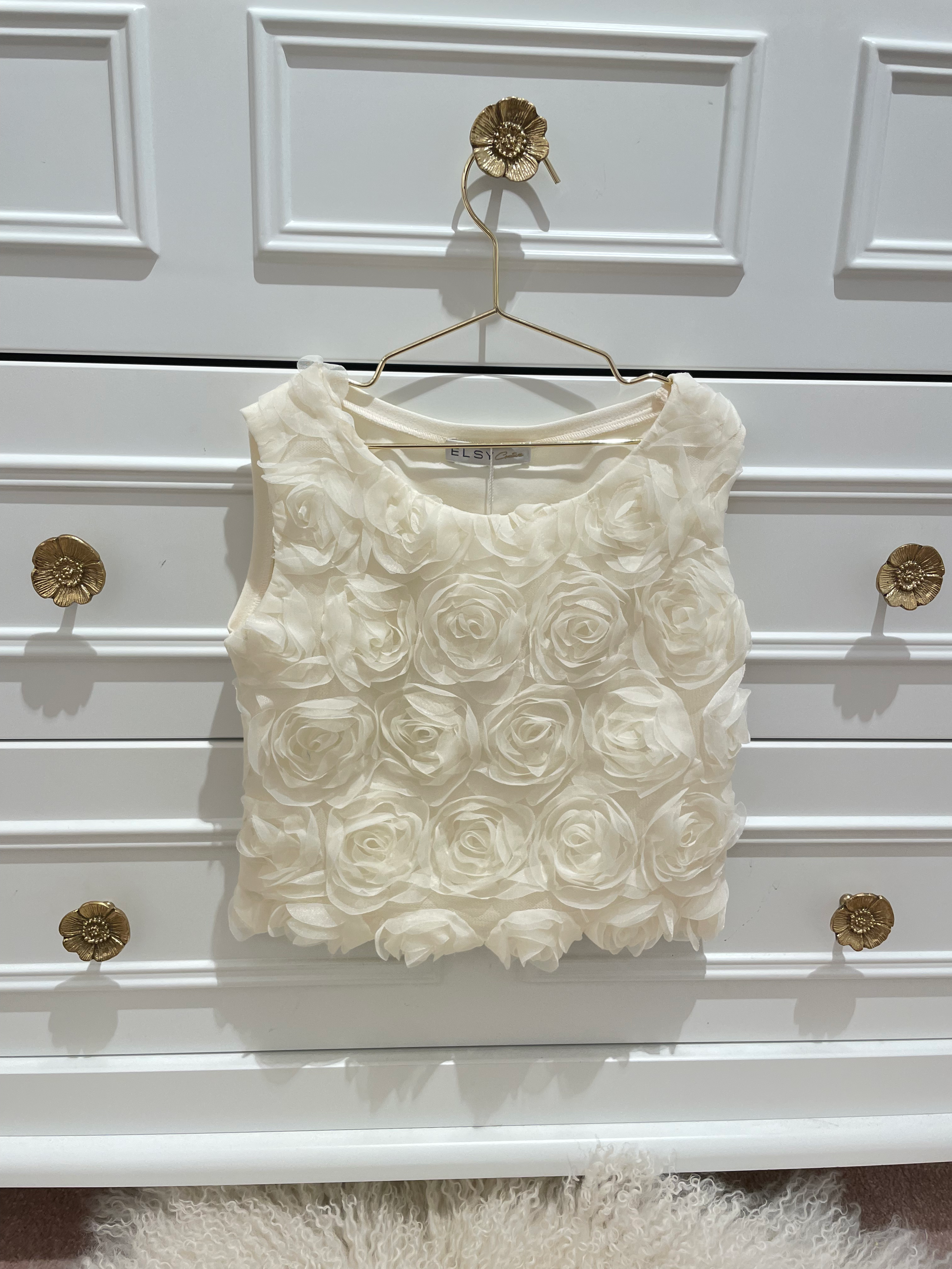 Elsy Top Roses Ivory