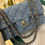 Thumbnail: LNIB Chanel Classic Double Flap Small Printed Denim Light Blue LGHW