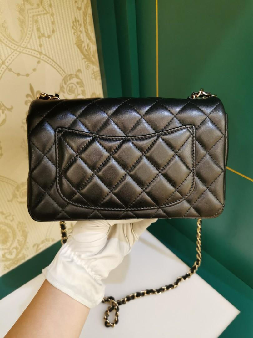 Thumbnail: #30 LNIB Chanel Mini Rectangle Black Lamb Light GHW