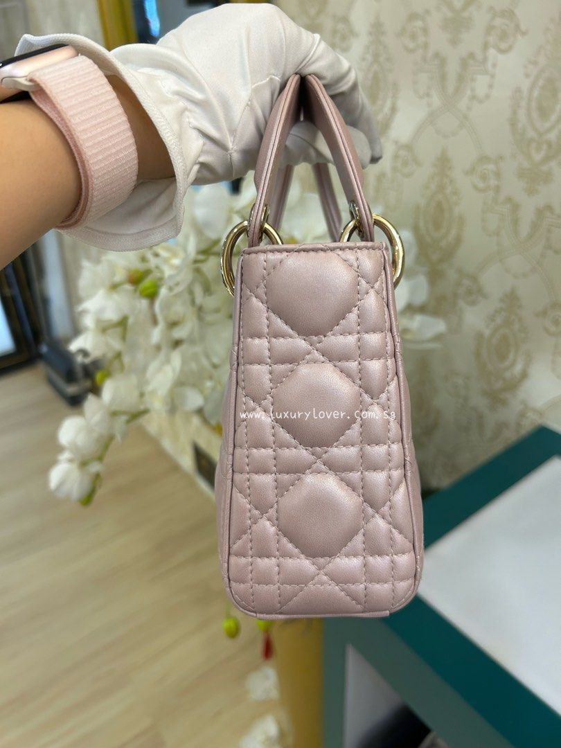 Thumbnail: Like New Lady Dior Mini Pearly Lotus Pink Lamb LGHW