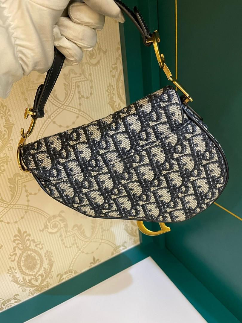 Thumbnail: Like New Dior Saddle Mini Blue Oblique Canvas GHW