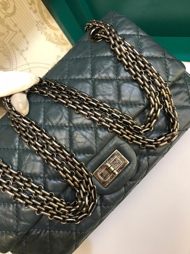 Thumbnail: #16 LNIB Chanel 2.55 Reissue 225 Teal Green Distressed Calf RHW