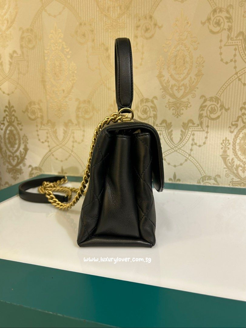 Thumbnail: #28 LNIB Chanel 19K Flap with Top Handle Black Lamb GHW