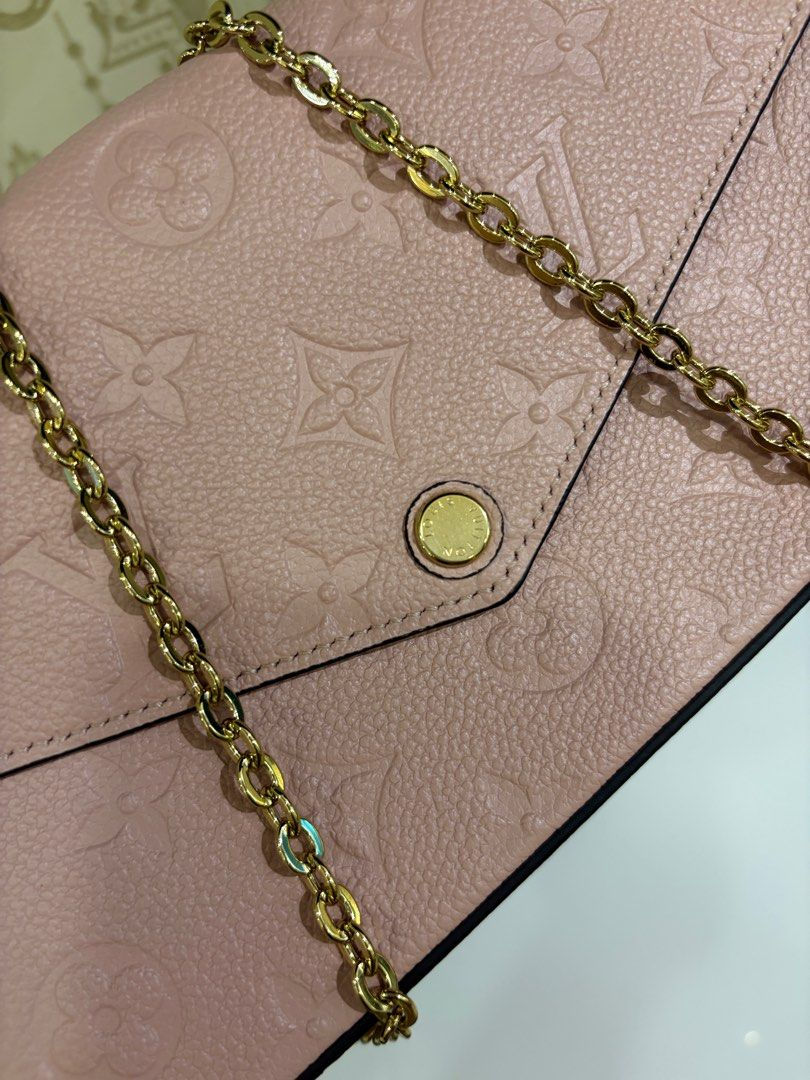 Thumbnail: LV Louis Vuitton Felicie Pochette Pink Monogram Empreinte GHW(Cash S$1,580)