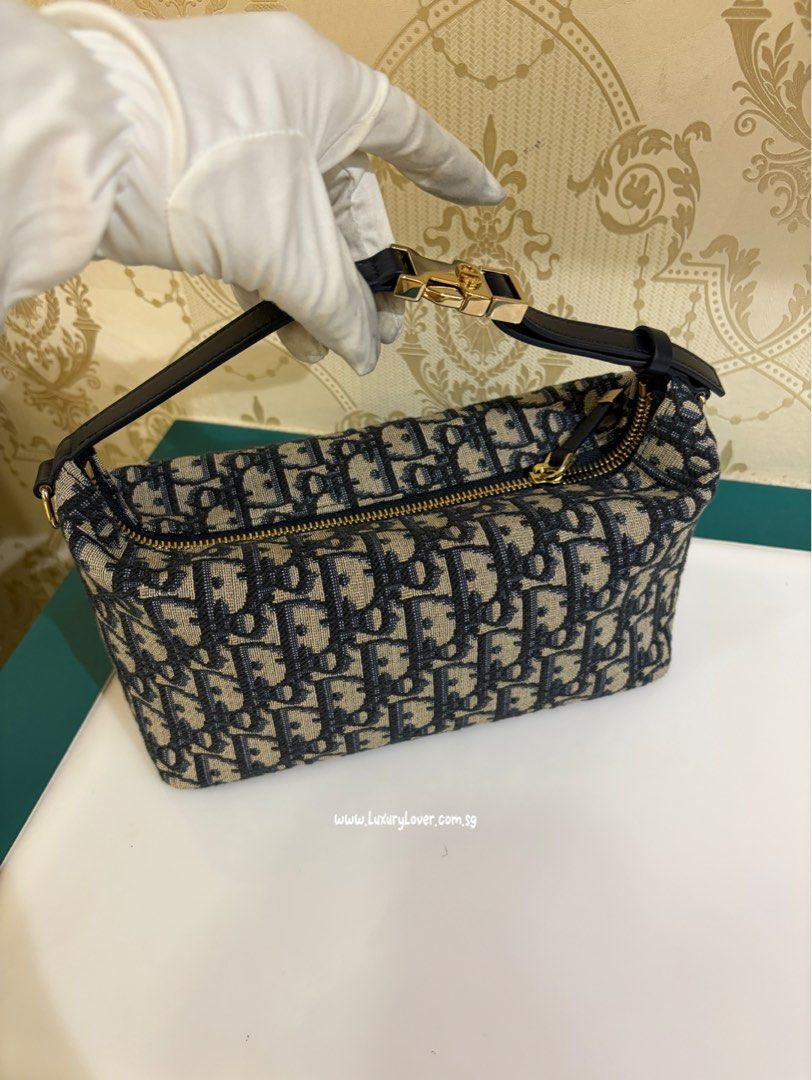 Thumbnail: Dior Travel Nomad Pouch Medium Blue Oblique Jacquard GHW