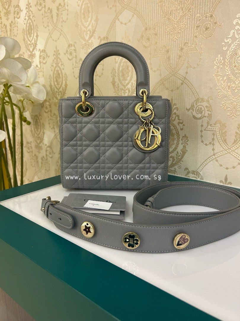 Like New Lady Dior Small My ABC Dior Grey Lamb GHW