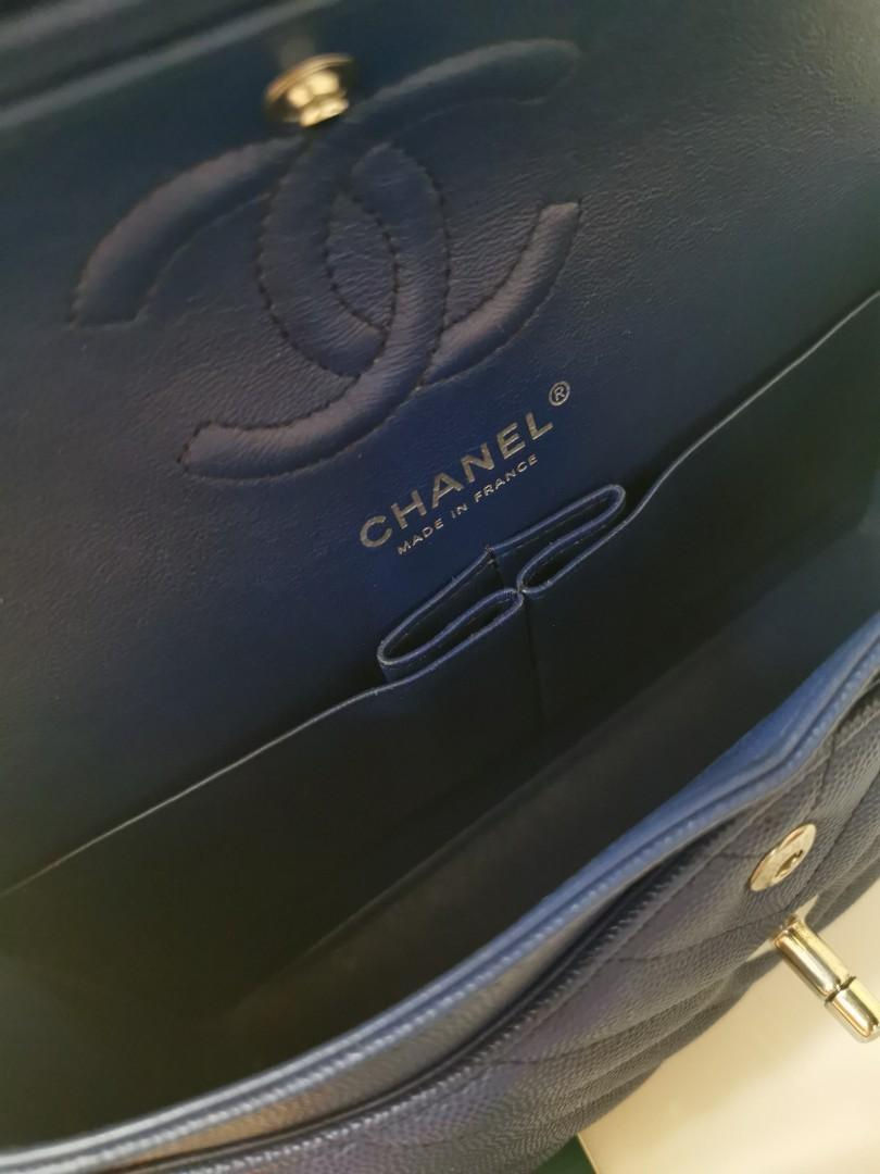 Thumbnail: #25 LNIB Chanel Classic Double Flap Small Chevron Dark Blue Caviar