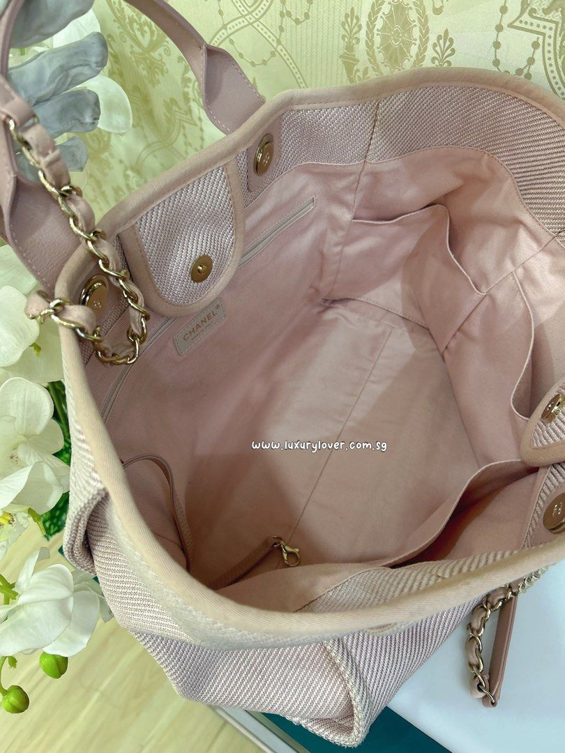 Thumbnail: #30 Like New Chanel Deauville Tote Large Shopping Tote Nude Pink