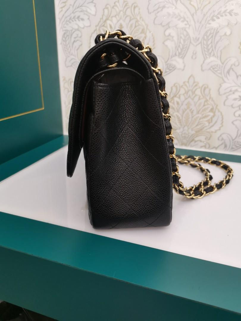 Thumbnail: #23 BNIB Chanel Jumbo Classic Double Flap Black Caviar with GHW